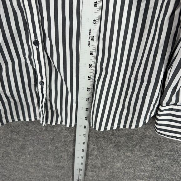 Worthington Shirt Women M Medium Black Striped Button Up Collared Long Sleeve - Picture 6 of 7